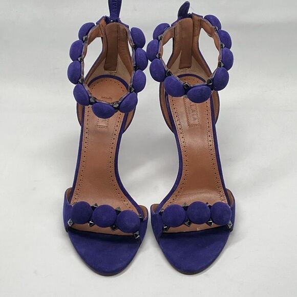Alaia Bombe 90 Ankle-Strap Studded Suede Leather Sandals size 36.5 - Picture 5 of 16